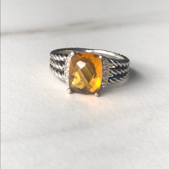 David Yurman Jewelry - David Yurman Citrine Diamond Petite Wheaton Ring